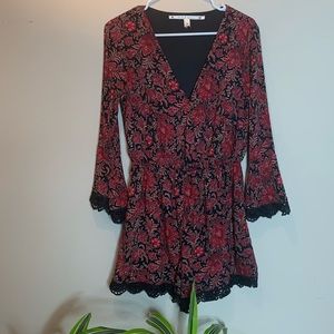 Chelsea and Violet Red and Black Paisley Romper